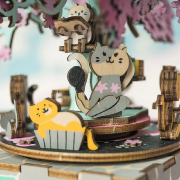 Kit Boîte à musique Cerisier en fleurs à fabriquer 27 cm Puzzle 3D Bois mécanisme à manivelle 148 pièces
