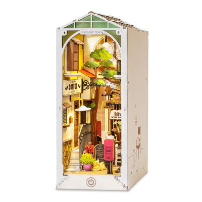 Kit Maquette Book Nook à fabriquer Sunshine Town 18x10x24 cm TGB02 Serre-livres Ruelle 3D miniature