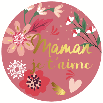Magnet rond 56mm Petits Messages Maman Je t'aime Rose Le Magnet Français