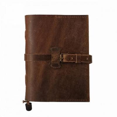 Carnet de Voyage Cuir Enki 200p coton 13x18 cm Fait-main en Inde