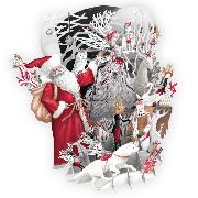 Carte Noël 3D Père-Noël et Fée 16x16 Décor en relief avec enveloppe