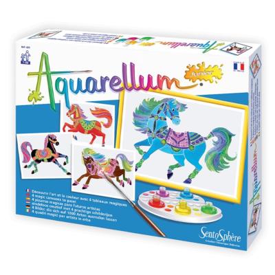 Kit Peinture Aquarellum Junior Chevaux 4 Tableaux 18x25cm Sentosphère