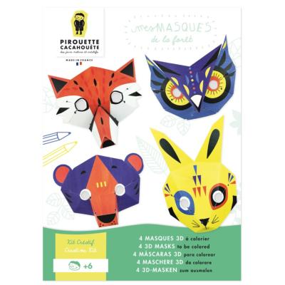 Kit créatif 4 Masques 3D Animaux de la Forêt Pirouette Cacahouète