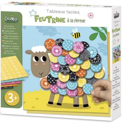 Coffret Feutrine à coller 6 Tableaux Animaux A la Ferme 3 ans Crealign