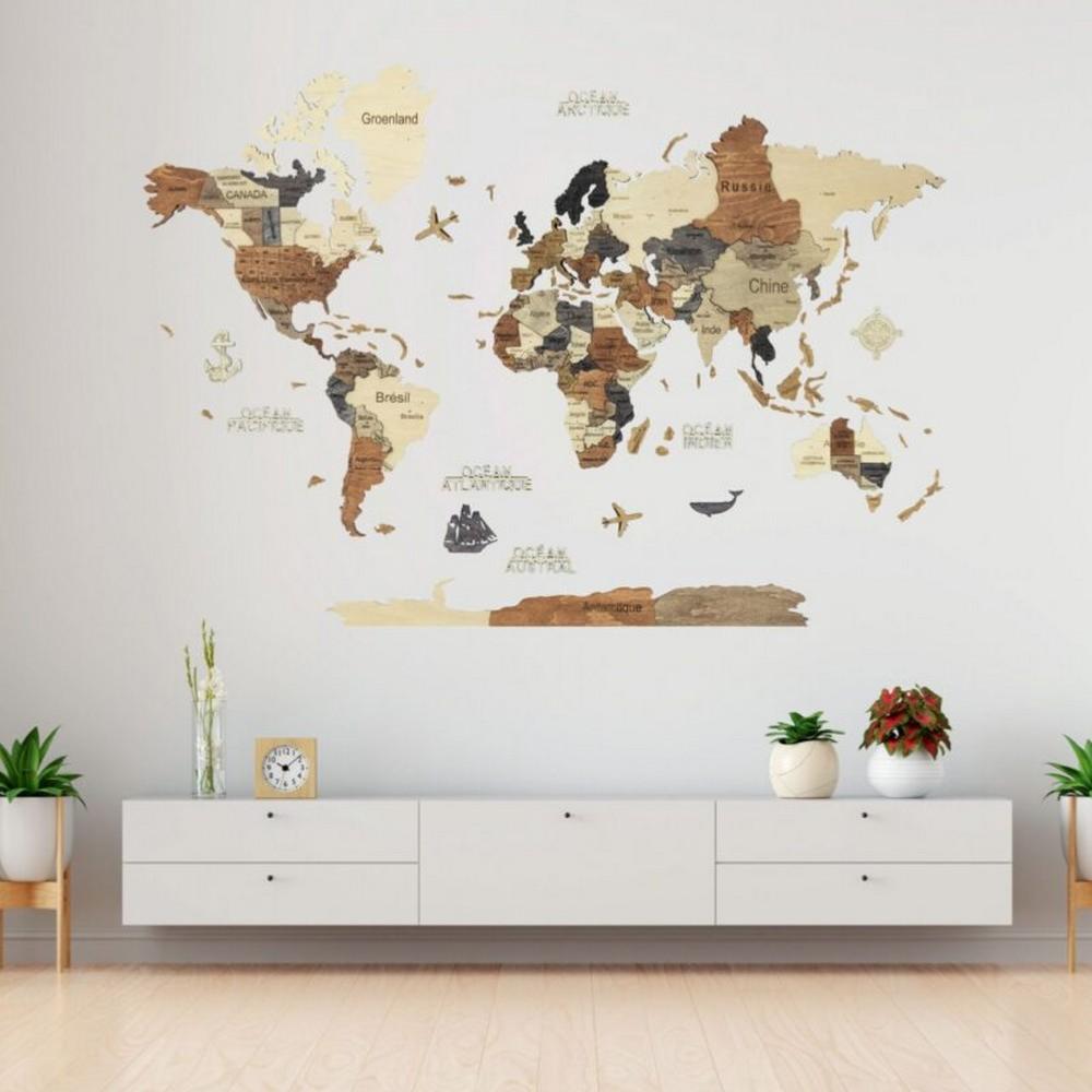 RyNy-Design ⎮ Carte du monde en bois de peuplier