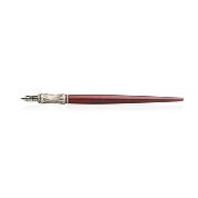 Set Calligraphie Bordeaux Porte-Plume Bois et métal décoré 6 plumes et Encre Dallaiti