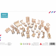 Set de 34 Meubles pour Maison de poupées à construire 185 pièces Bois Ech 1/24