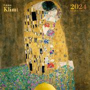 Calendrier mural Luxe 2024 Gustav Klimt 12 illustrations 12 mois Doré Or chaud 30X30 cm Ed Desastre
