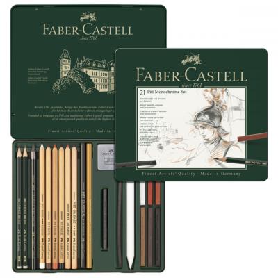 Set Dessin Esquisse Monochrome Pitt 21 pièces Boite métal Faber Castell