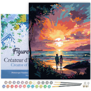 Peinture par numéros Couple Coucher de Soleil Toile tendue sur chassis 40x50 cm Figure d'Art