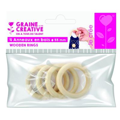 Anneaux en Bois Ø 55 mm Sachet 4 anneaux Graine créative