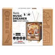 Kit Boîte à musique Téléviseur Vintage à fabriquer Sunset Carnival Puzzle 3D Bois lumineux à mécanisme