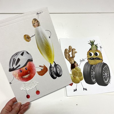 [Photo] Atelier Créatif Enfant Tableau Collage Fruits Fous