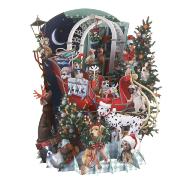 Carte Noël 3D Traîneau et Chiens 16x16 Décor en relief avec enveloppe