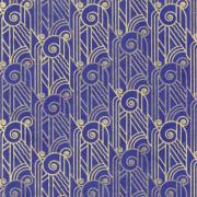 Papier népalais Lokta Fougères Bleu motif Or Feuille 50x75 cm