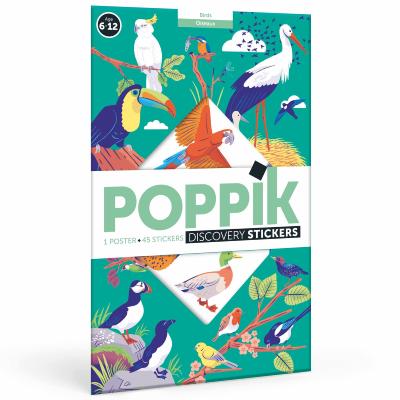 Poster Géant Découverte des Oiseaux 45 Stickers 6à12 ans Poppik