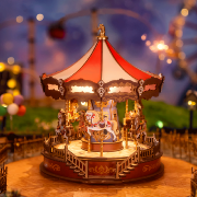 Kit Maquette Carrousel Classique Puzzle 3D Bois Musical et Lumineux 265 pièces AMC01 Rolife