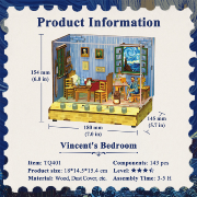 Kit Maquette Sonore La Chambre de Vincent 18x14.5x15.4 cm TQ401 6 Effets sonores Vincent's Bedroom Miniature 3D